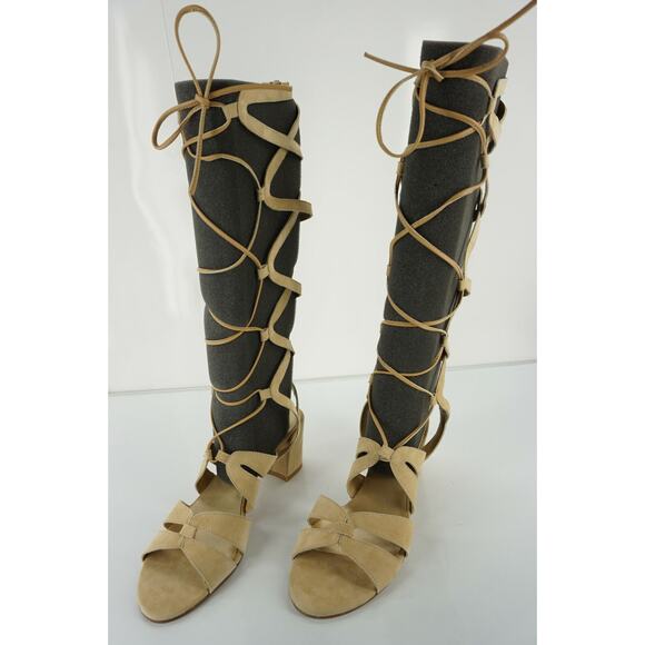 Stuart Weitzman Roman Gladiator Suede Sandal Size 8 Block Heel Open Toe $425 New - Picture 3 of 11